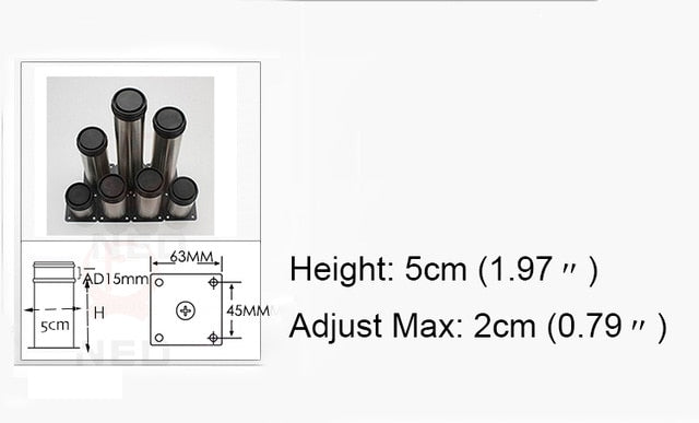 1Pcs 5CM-35CM Furniture Adjustable Cabinet Legs Stainless Steel Furniture Legs Cabinet Table Sofa Bed Feet Furniture Legs Feet